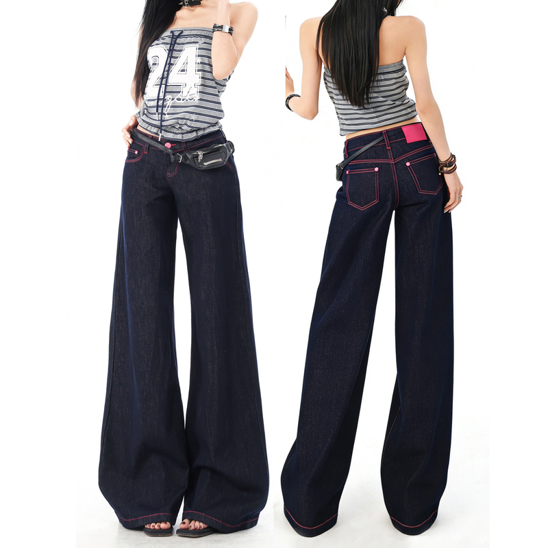 Retro Original Color Low-Waisted Tencel Jeans for Women 2026 Summer Thin Style Sexy Slimming Girly Pink Contrast Color Flared Pants Retro Original Color Low-Waisted Tencel Jeans for Women 2026 Summer Thin Style Sexy Slimming Girly Pink Contrast Color Flared Pants