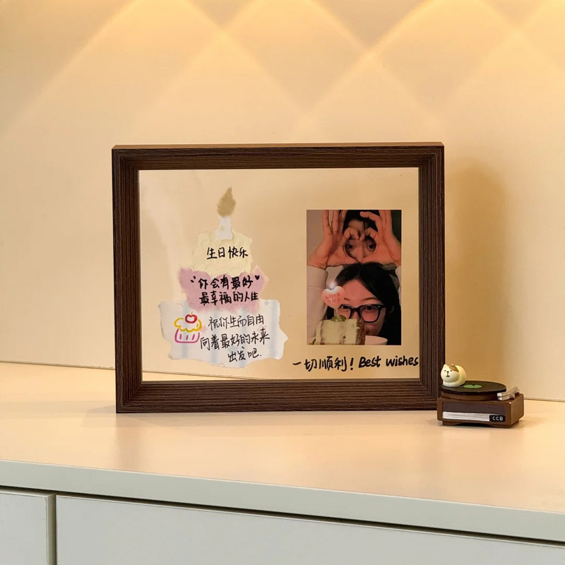 Transparent Photo Frame, Polaroid Photo, Couple's Anniversary, Handmade Graffiti Display Stand, Valentine's Day Gift, Birthday Gift for Best Friend
