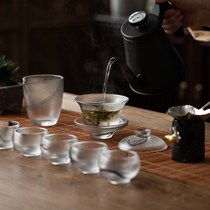 New high-end Japanese glazed kung fu tea set home simple ink bowl jade porcelain business office guests