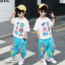  Boys  suit Short-sleeved fried street fashion net red two-piece set 1 year old children 2 summer 3 trousers 4 loose 5 summer clothes 6 tide