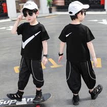  Boys  suit three-point pants summer clothes 9-year-old children 5 middle and older children 6 short-sleeved 7t-shirt 8 sports two-piece suit 10 trendy cool 12