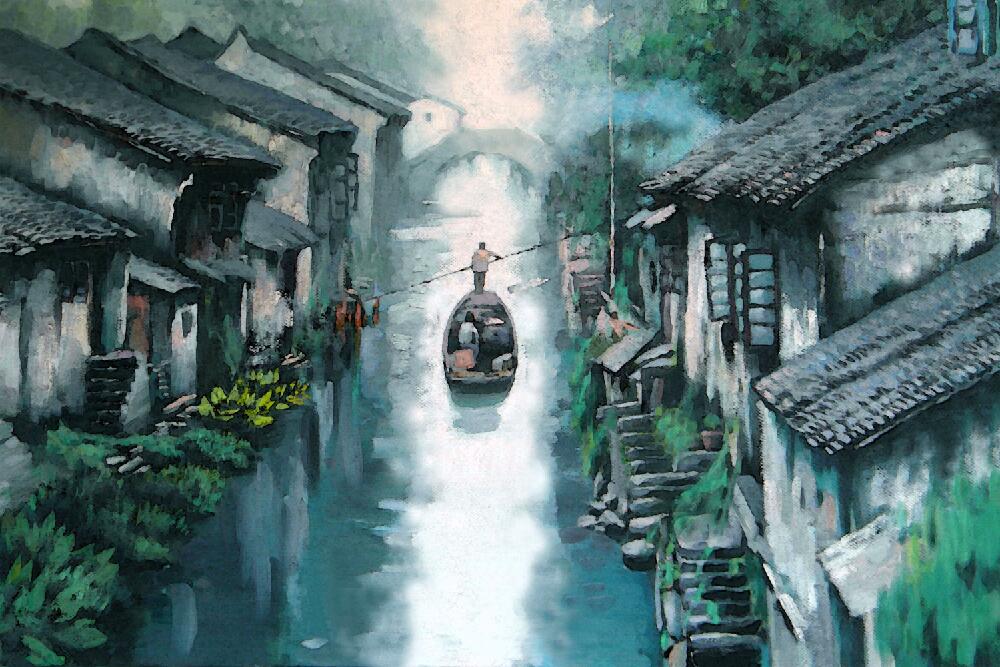 Adult 1000 Pieces Wooden Puzzle 1500 Wooden Educational Toys Gifts Chinese Feng Ink Painting Misty Rain Jiangnan