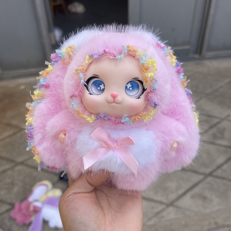 Labubu Vinyl Loli Rabbit Big-Eared Lace Bunny Plush Doll Bag Pendant Keychain Night Market Stall Labubu Vinyl Loli Rabbit Big-Eared Lace Bunny Plush Doll Bag Pendant Keychain Night Market Stall