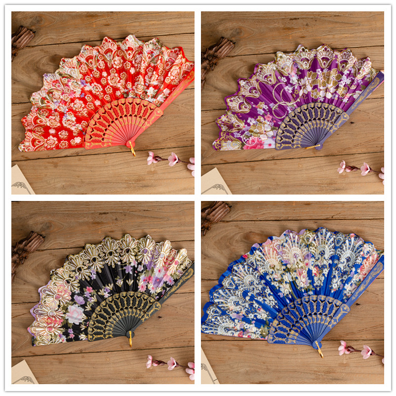 Single Sided Plastic Fan Seedlings Song Fan Square Dance Dance Stage Performance Easy Opening And Closing Gala Stage Fan student fan