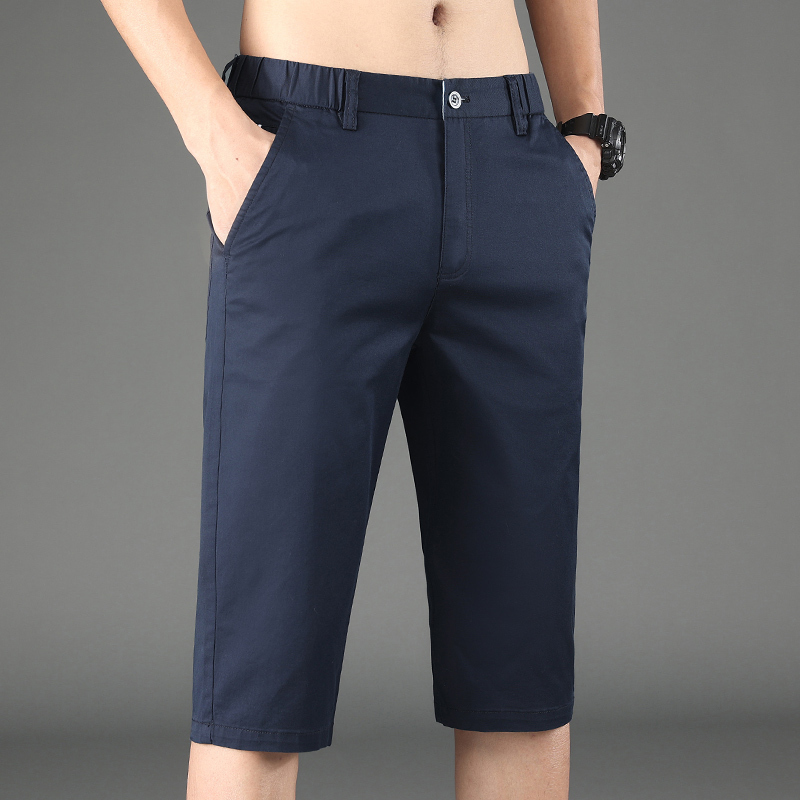 Summer Thin Over-The-Knee Casual Shorts for Men, Men's Pants, Three-Quarter Length Pants, Eight-Quarter Length Breeches, Summer Style Pure Cotton 7-Quarter Pants