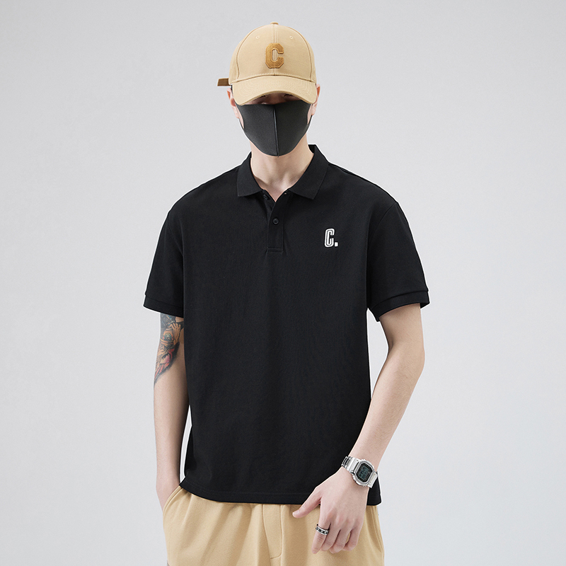 Summer Shirt with Collar, Short-Sleeved Golf Polo Shirt for Men, Black Collared Half-Sleeve T-Shirt, Men's Summer Clothing Top