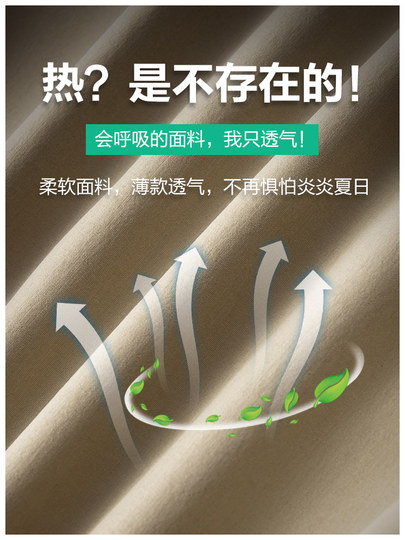 Thin Spring and Autumn Ice Silk Casual Pants for Men, Loose Fit, Elastic Waist, Straight Leg, Summer Men's Pants, 2025 New Trendy Brand