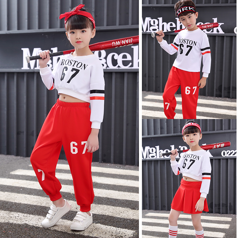 Children's La La exercise clothing Autumn long sleeve kindergarten primary school games Men's and women's jazz dance cheerleading performance suit