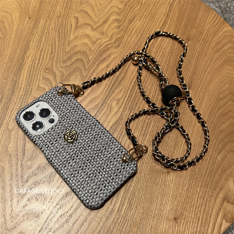 Camellia Golden Ball Crossbody Phone Case For Iphone Shockproof_voghion.com