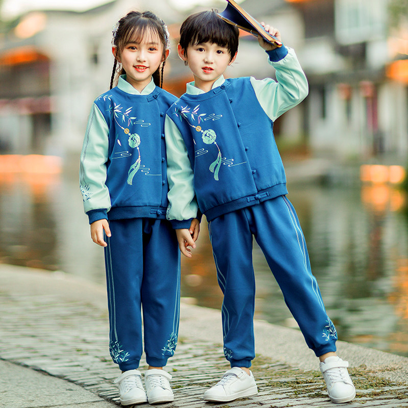 Primary School Uniforms Spring Autumn Clothing New 2020 China Ethnic Wind Children Banfu Teacher's Kindergarten Garden Costume Customize