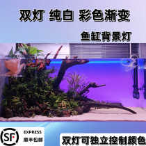 New double lamp pure white color gradient rgb fish tank landscaping grass tank light panel app timing