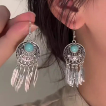 Outlet discount clearance 18k European style personalized three-circle zircon large circle water drop pendant tassel heart earrings