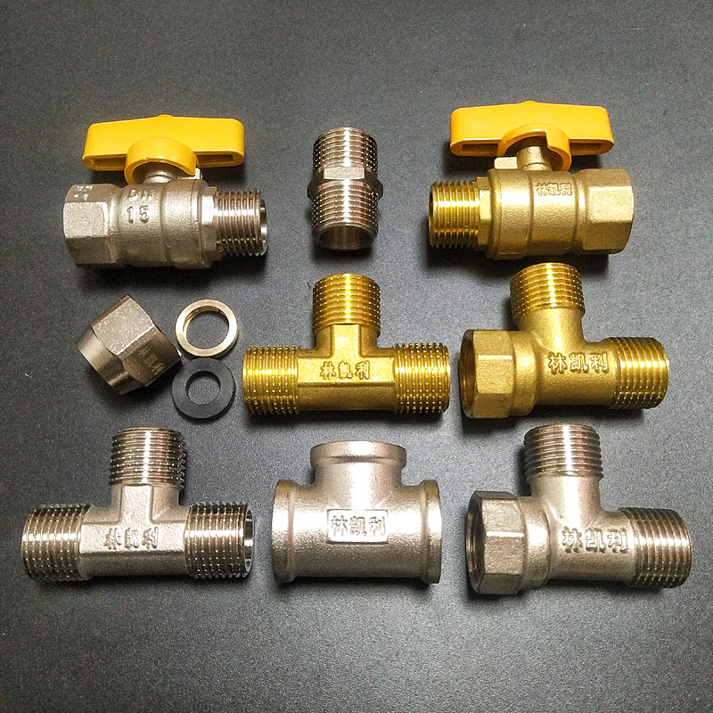 Linkely fuel gas pipe direct full copper tee 304 stainless steel bellows joint inside and outside wire ball valve 4 minute angle valve
