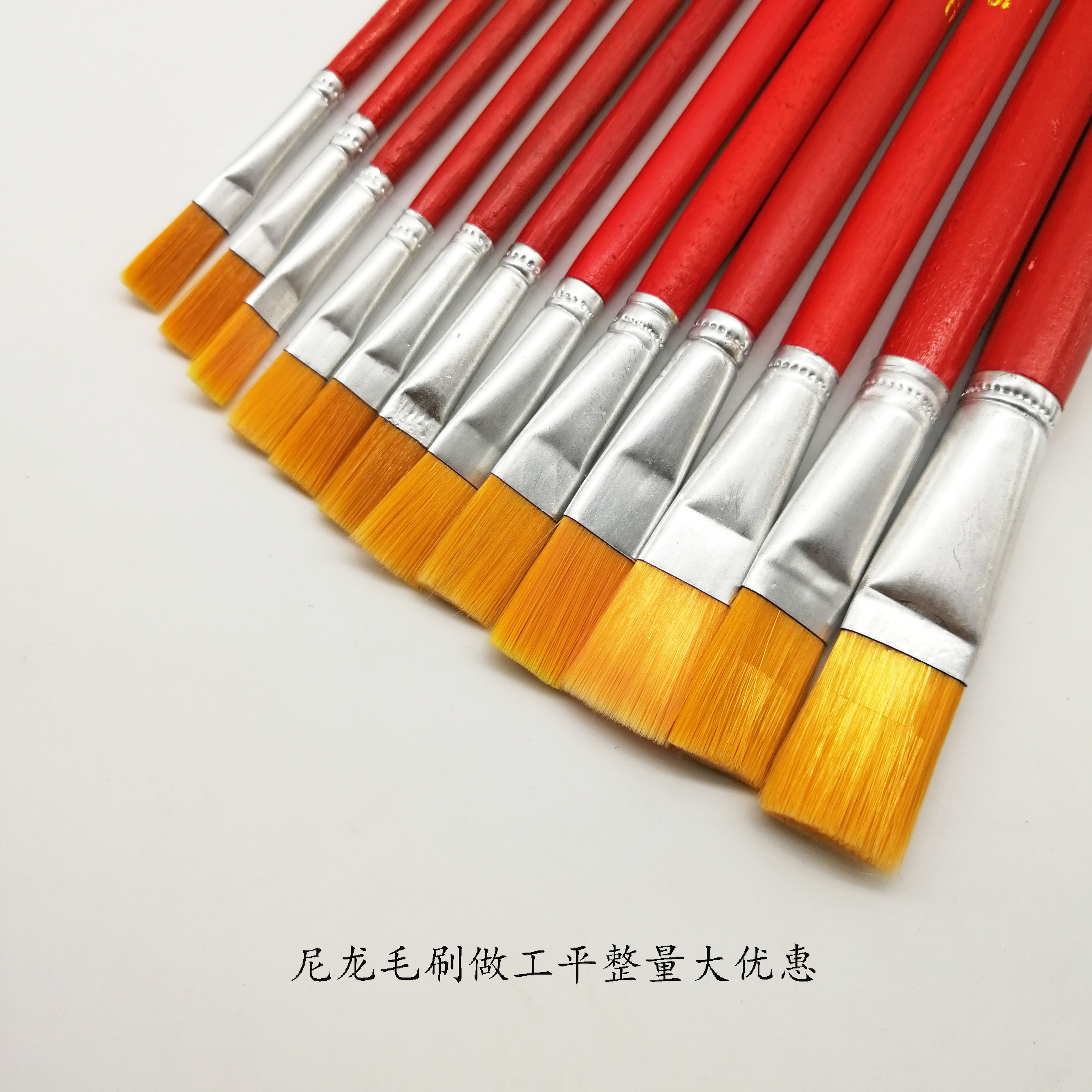 尼龙毛油画笔水彩水粉笔小排笔套装平头刷丙儿童工业油漆红杆画刷:艺术创作的完美伴侣,新手也能轻松驾驭!-水粉-淘宝百科网