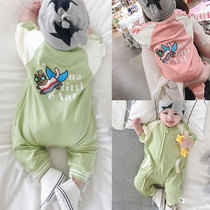 Wokang baby one-piece clothes Autumn 6-12 months female newborn pure cotton coat spring and autumn male baby out of the hug