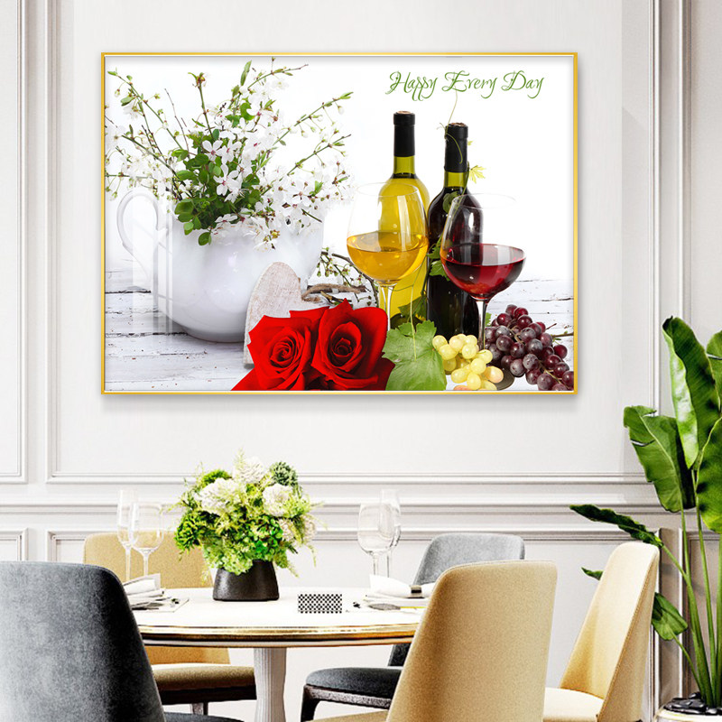 Modern Living Room Fresh Decoration Painting Scenery Single Block Hung Painting Brief Dining Room Wall Painting Sofa Background Wall Hanging Painting With Frame Painting