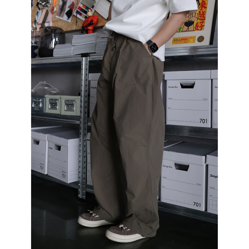 Secretbase Japanese Designer Work Pants, Custom-Dyed Nylon Fine Check Pattern Loose Wide-Leg Paratrooper Pants Secretbase Japanese Designer Work Pants, Custom-Dyed Nylon Fine Check Pattern Loose Wide-Leg Paratrooper Pants
