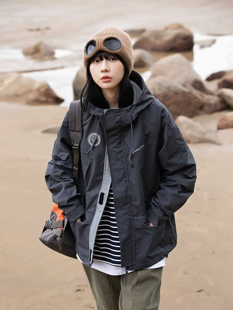 ORDERLINESS 日本のファッションブランド アウトドア パッチ フード付き ワークウェア ジャケット レディース ゆったり カップル ジャケット