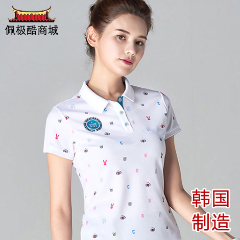 Peijiku mall South Korea imported badminton clothing female models Kailian lapel short sleeve sports T-shirt 4007