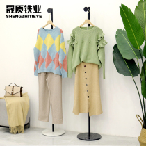 New clothing store hanging display stand floor-standing marble base hanging pole clothing display stand floor-standing light luxury