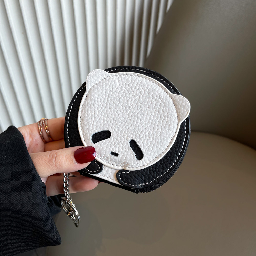 Panda Pattern Ultrathin Zero Wallet Lady Head Layer Cow Leather Coin Bag Fashion Cute Zipper Mini Wallet Thin-Taobao