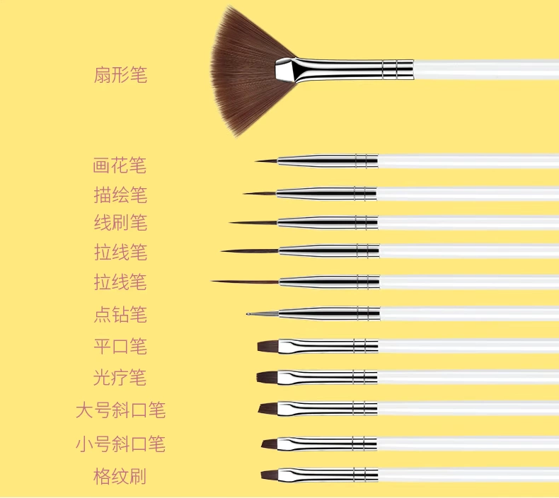 Nail Brush Tool Set Painted Pen Bút trị liệu Bút kéo Pen Point Drill Stroke Pen Gradient Pen 12 Full Set bộ dụng cụ làm nail