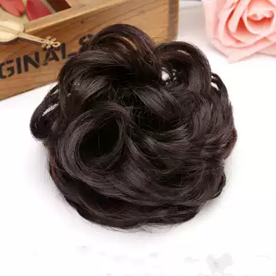Real hair hair ring Straight hair ring meatball head wig Female hair bag tray hair device Bud headdress Bun head flower fluffy
