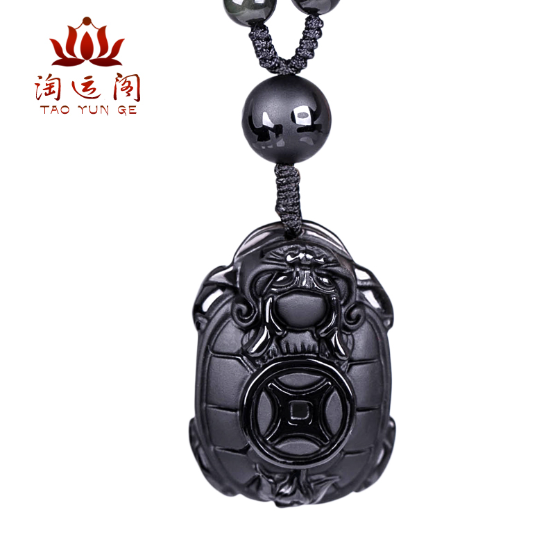 Obsidian dragon Turtle Baotai mascot pendant God turtle gift Ruidi Tiantai twin turtle monkey pendant