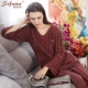 Sifuma đồ ngủ phụ nữ mùa thu và mùa đông ấm áp len cotton mặc nhà giản dị phù hợp với phụ nữ - Cha mẹ và con