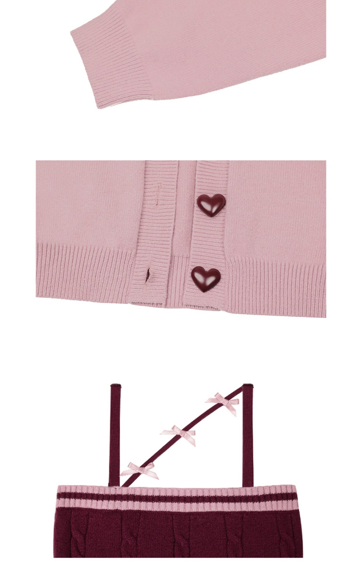 Стильные костюмы sagidolls少女斗志 #奶派甜心#粉色浪漫纯欲毛衣连衣裙套装显瘦乖