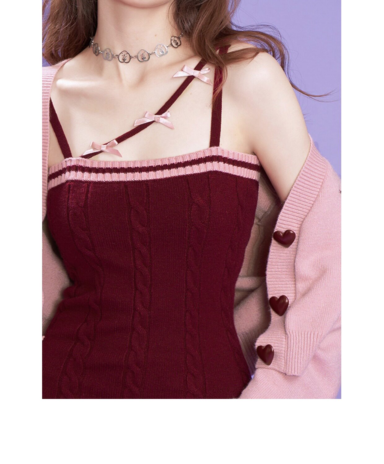 Стильные костюмы sagidolls少女斗志 #奶派甜心#粉色浪漫纯欲毛衣连衣裙套装显瘦乖