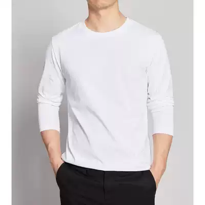 Mackerel 300g heavy cotton round neck long sleeve T-shirt men's base shirt spring autumn solid color casual T-shirt top