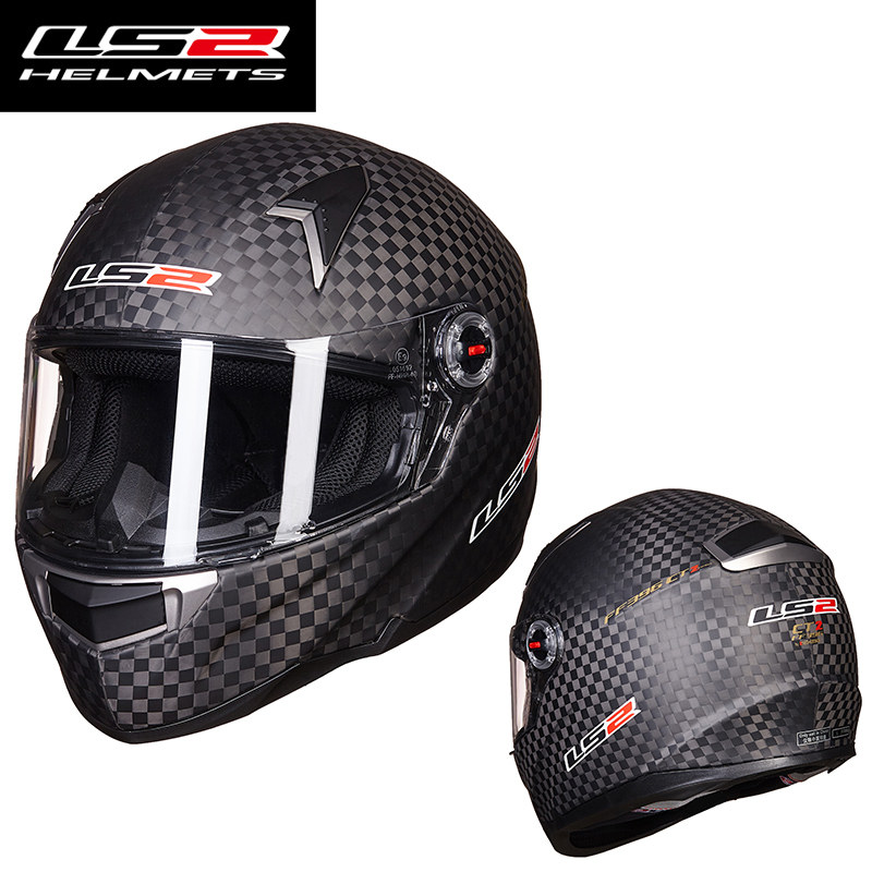 LS2 carbon fiber motorcycle helmet Lightweight double lens men's and women's full helmet four-season motorcycle helmet summer anti-fog