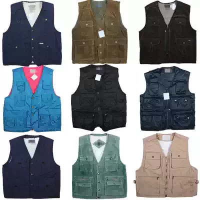 Ancient vintage outdoor fishing tooling multi-pocket padded vest loose washed cotton men and women X9