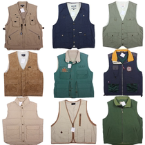 Ancient vintage outdoor fishing tooling multi-pocket padded vest loose washed cotton men and women X9