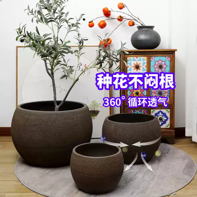 長方形大號馬槽魚缸陶瓷古法養魚池1米2紫砂粗陶花盆室外庭院水缸-淘寶