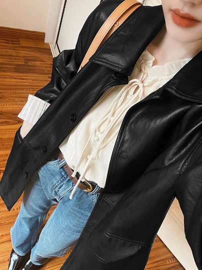 黑色皮衣外套女2025春秋新款酷飒风小个子爆款机车气质复古高级感