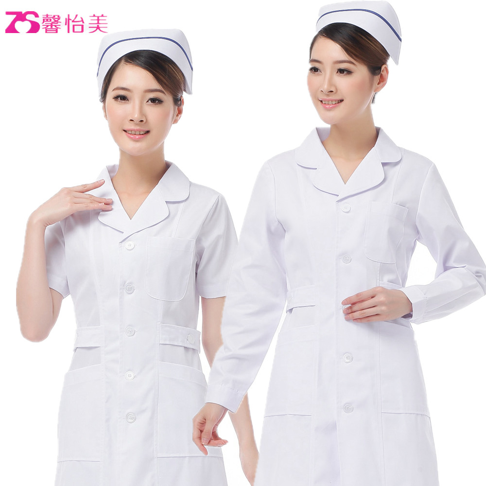 Xinyi Meimei Nursing wear white long sleeves Cosmetic Clothing Short Sleeve Winter Summer Doctor Drugstore work Pink White Coat