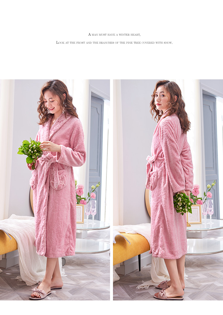 Mùa thu và mùa đông flannel áo ngủ nữ dày mùa đông cộng với dài ấm áp nhung đồ ngủ nữ áo choàng tắm kích thước lớn áo choàng tắm đầm ngủ 2 dây