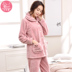 Đồ ngủ nhung nữ mùa đông dày cộng với nhung phù hợp với người mẫu mùa thu và mùa đông để giữ ấm cho mẹ trung niên flannel dịch vụ tại nhà - Cha mẹ và con đồ ngủ pijama Cha mẹ và con