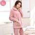 Đồ ngủ nhung nữ mùa đông dày cộng với nhung phù hợp với người mẫu mùa thu và mùa đông để giữ ấm cho mẹ trung niên flannel dịch vụ tại nhà - Cha mẹ và con đồ bộ bé gái Cha mẹ và con