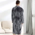 Flannel robe nam mùa đông dày san hô fleece áo choàng áo choàng tắm nam đồ ngủ kích thước lớn mùa thu và mùa đông dài đoạn áo choàng tắm Night Robe