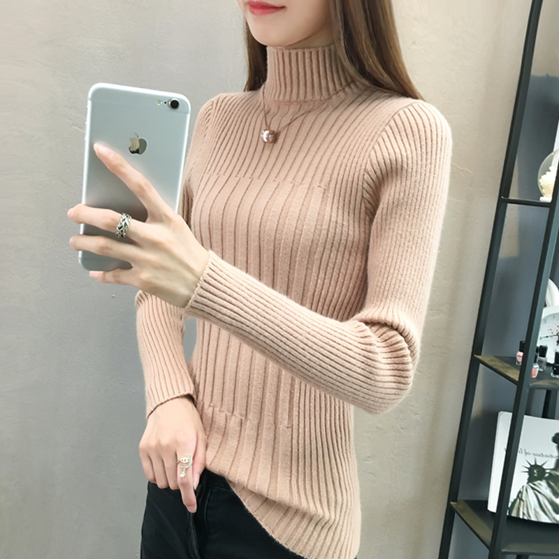 Half turtleneck sweater bottoming shirt women's long-sleeved short thickened autumn and winter new pullover all-match slim tight knitwear