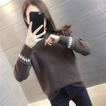 Half high neck sweater women pullover loose outside wear 2021 autumn and winter New Foreign style inside knitted base sweater female thick