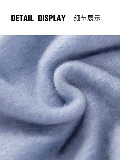 Blue Plush Scarf for Women, Winter 2024 New Style, Thickened, Versatile, Warm, Korean Style, Atmospheric Shawl, Dual-Use Neck Warmer