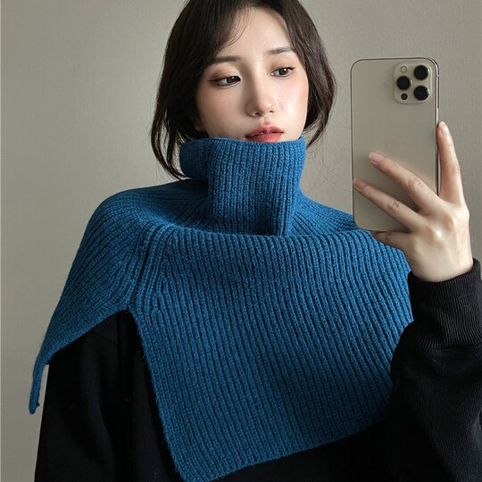 Scarf for Women, New Winter Fashion, Pullover Neck Warmer, Solid Color, Korean Style, Versatile Neck Wrap, Knitted Shawl