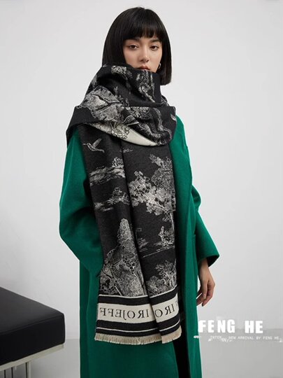 Scarf and Shawl for Women, Autumn and Winter 2024 New Style, Long, Thick, Warm, Light Luxury, High-End, Versatile Neck Scarf