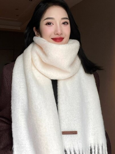 Korean-Style Mohair High-End Large Scarf for Women, Autumn and Winter, Oversized and Thickened, Warm Neck Warmer, Student Shawl, Dual-Use