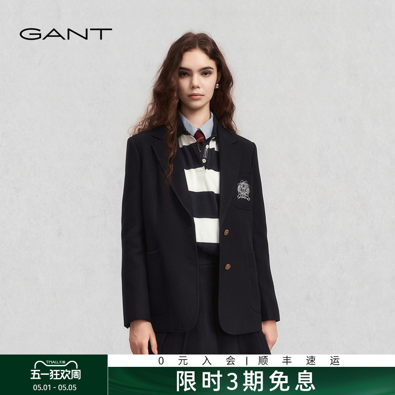Gant/Gant Spring and Autumn New Women's Retro Badge College Style Jk Top Casual Single Suit Jacket