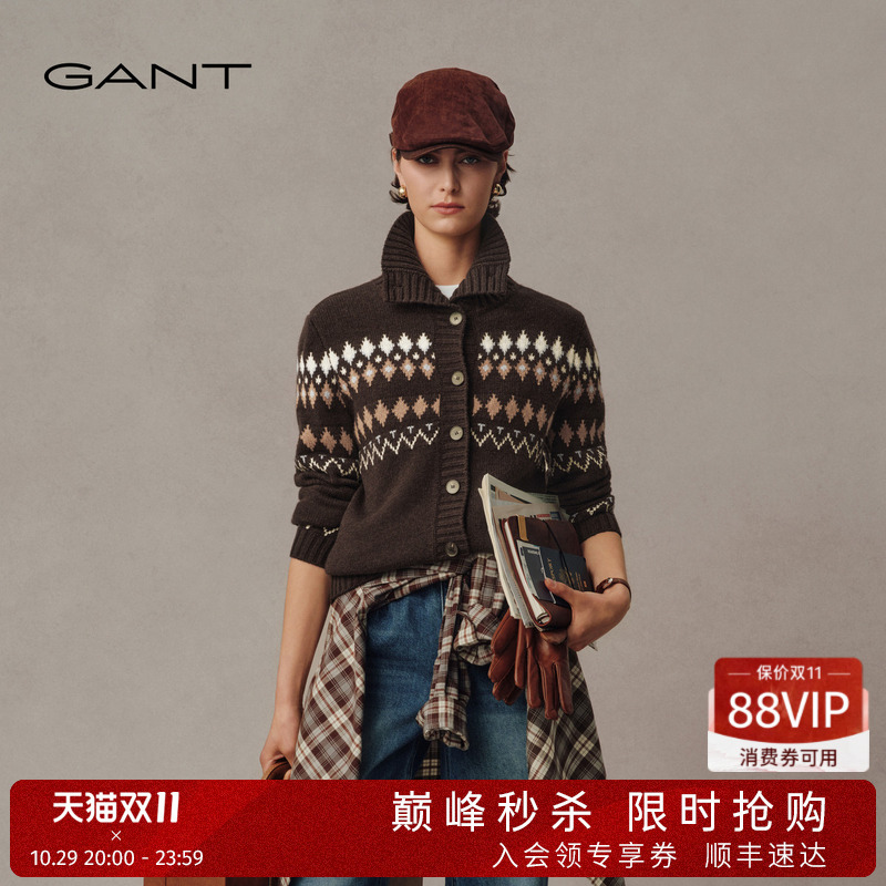 [Warm Core Series] Gant/Gant 26 Autumn/Winter Women's 100% Wool Vintage Fair Isle Knitted Cardigan
